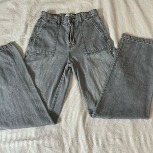 Grey wide leg cargo jeans